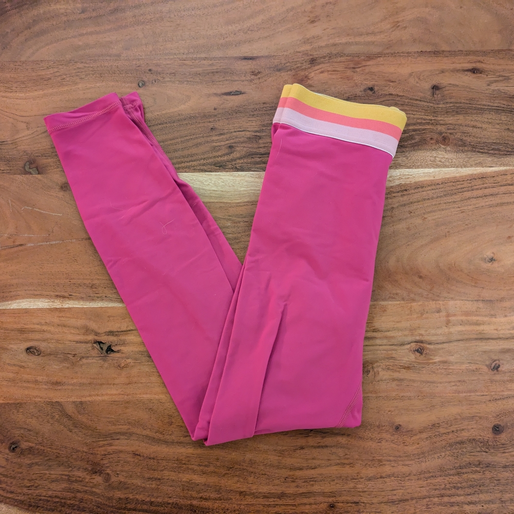POPFLEX Pink and Yellow Leggings Vibrant Stretchy Bottoms